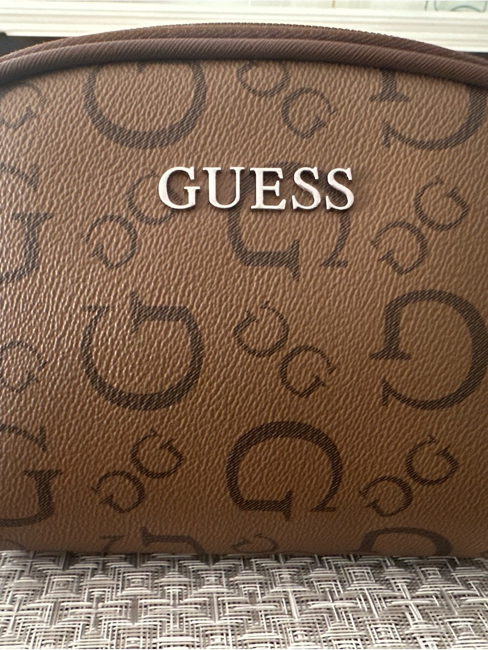 GUESS Brown Monogram Toiletry Pouch